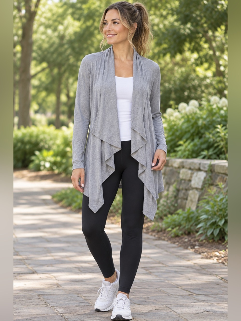 Old Navy Active Gray Open Front Waterfall Draped Cardigan size S